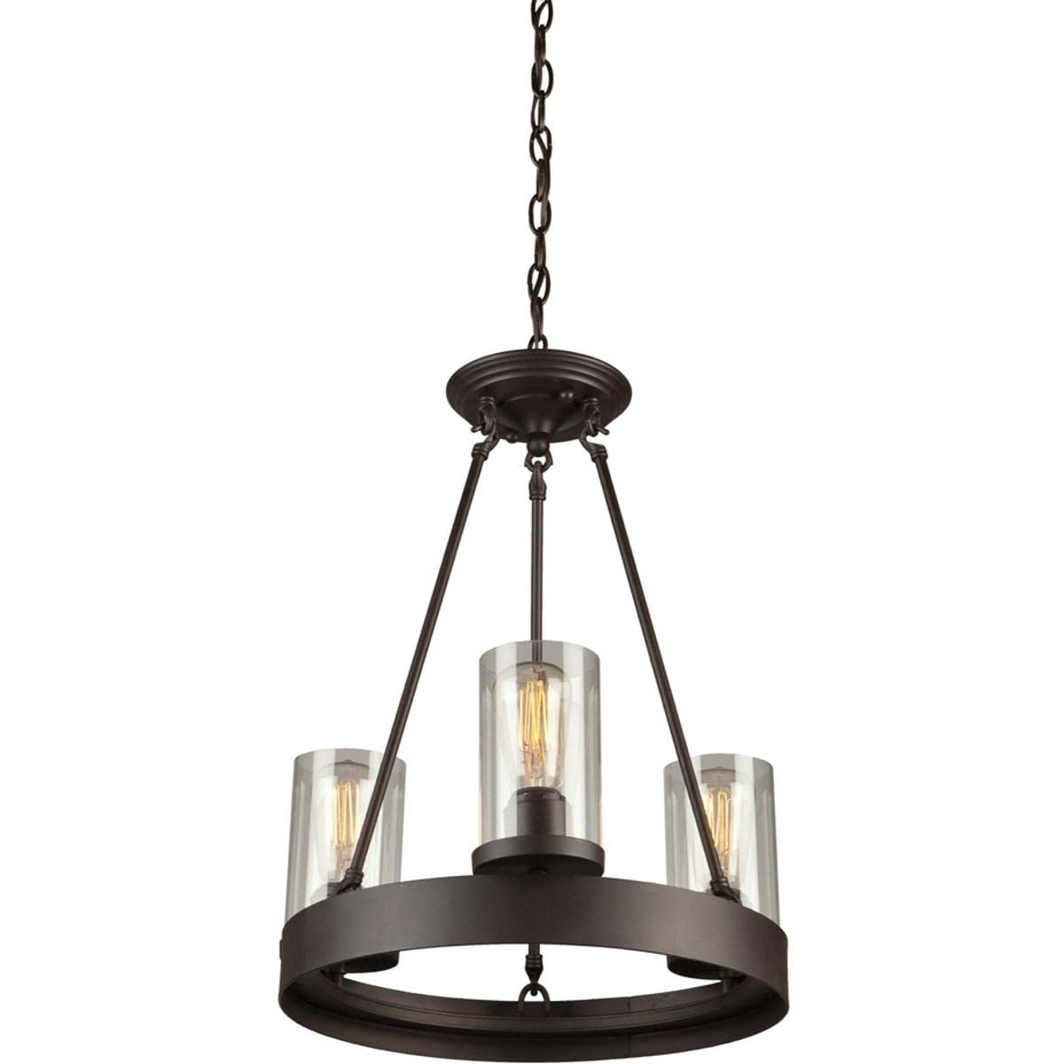 Art Craft Lighting Menlo Park 3-Light Mini Chandelier, Metal, Dark Chocolate, 15.25X36.75X12.00, Ideal For Elegant Home Decor