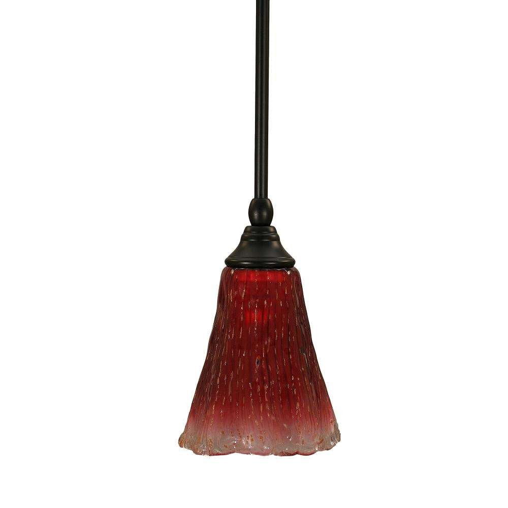 Toltec Lighting 23-Mb-726 Stem Mini Pendant With Hang Straight Swivel With 5.5&quot; Raspberry Crystal Glass, Matte Black Finish