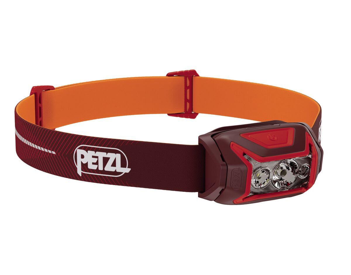 PETZL ACTIK CORE Headlamp - Powerful, Rechargeable 650 Lumen Light with Red Lighting for Hiking, Climbing, and Camping - Red