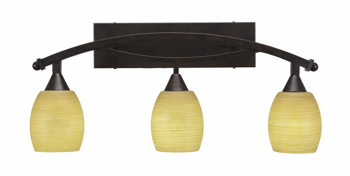 Toltec Lighting Bow 3 Light Bath Bar In Bronze (173-Brz-625)