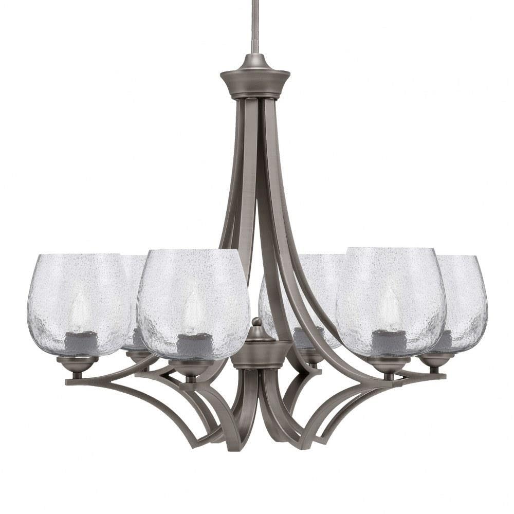 Toltec Lighting 566-GP-4812 Zilo - 6 Light Uplight Chandelier-23 Inches Tall and 26.75 Inches Wide, Finish Color: Graphite, Glass Color: Smoke Bubble