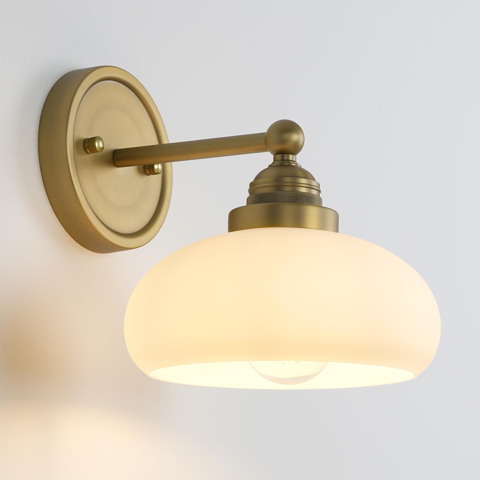 SongCiLT Vintage Industrial Wall Sconce with Milk White Glass Shade, 1-Light Fixture, Antique, Model SC-LWT305D1