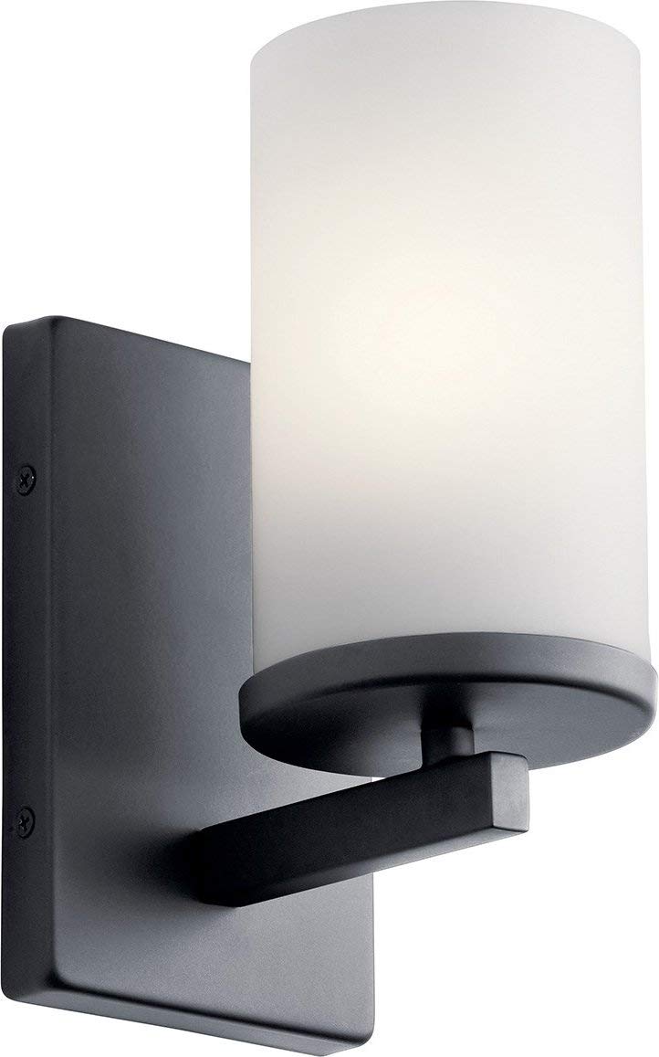 KICHLER 45495BK Crosby Wall Sconce, 1-Light 100 Watts, Black, 4.5
