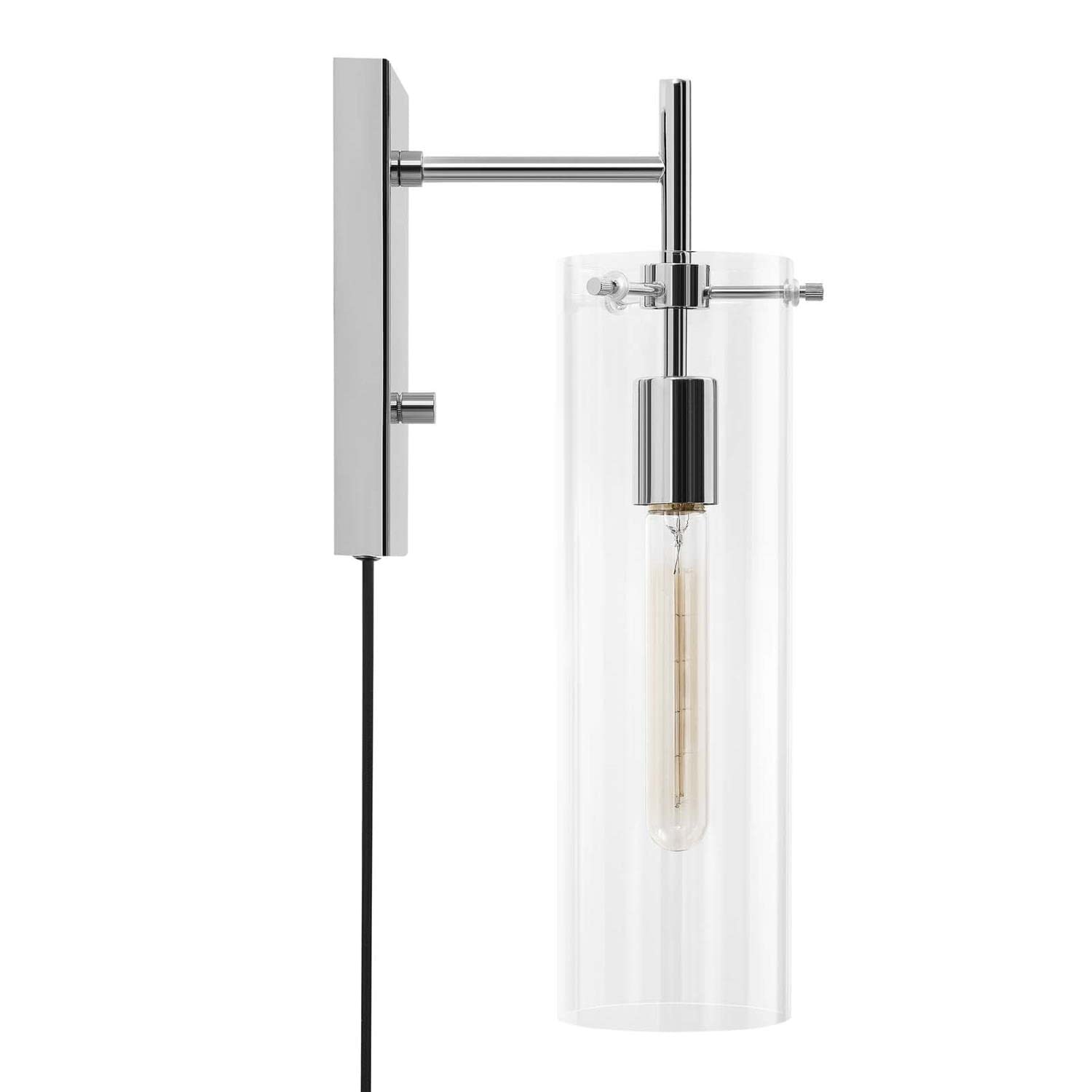 Modway Skylark Wall Sconce in Clear Satin Brass, Brown, 5 x 8.5 x 17