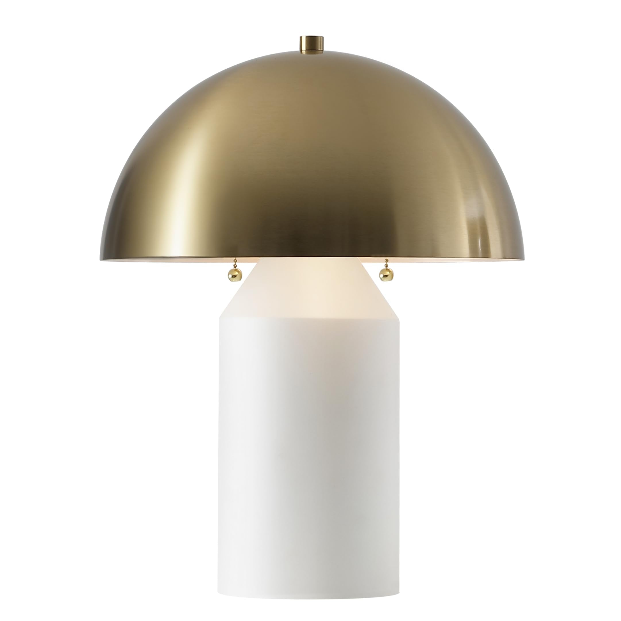 SAFAVIEH Lighting Collection JOVE Modern White/Brass Metal Dome Shade 18-inch Table Lamp (LED Bulb Included)