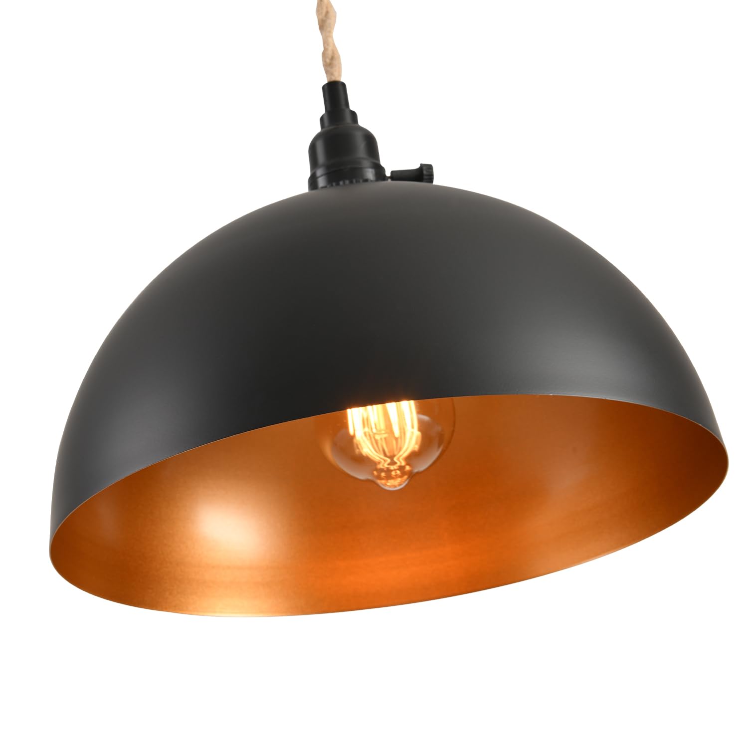 Kenmi 3-Light Hanging Light With Plug In Cord,Plug In Pendant Light 22Ft Hemp Rope Pendant Lighting Vintage 3-Light Hanging Lamp