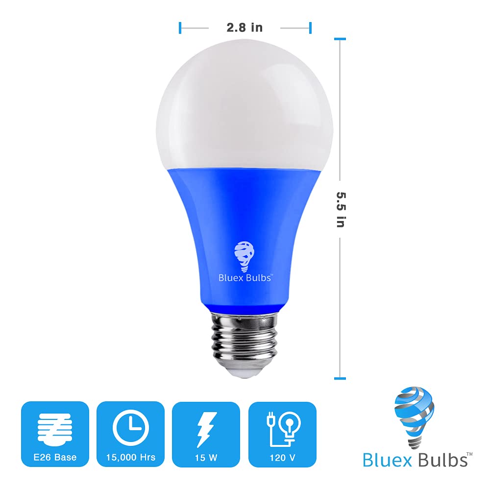 2 Pack Bluex Led A21 Blue Light Bulbs - 15W (120Watt Equivalent) - E26 Base Blue Led Blue Bulb, Party Decoration, Porch, Home Li