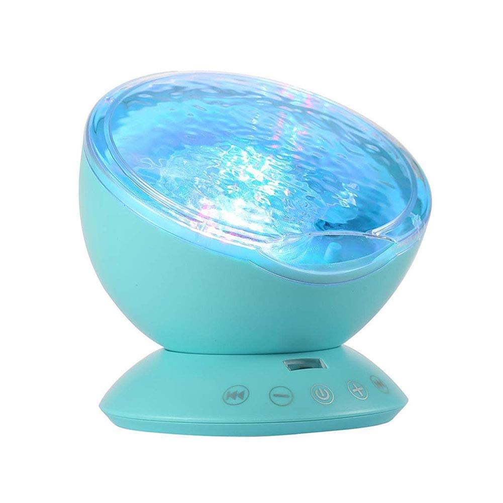 TOMNEW Ocean Wave Night Light Projector, Remote & Timer, Dimmable 7 Modes, Sound Machine, Blue, Model HYD001