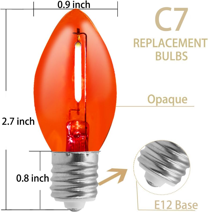 C7 Christmas Led String Lights, 25Ft C7 Vintage Clear Multicolor Lights With 27 Colorful Led Bulbs (2 Spare) For Indoor Home Out