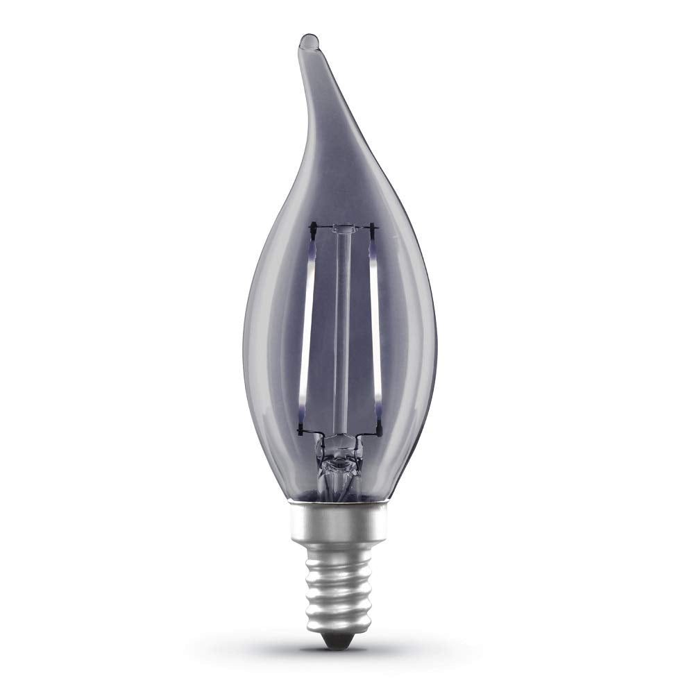 Feit Electric - Original    Vintage Exposed Filament Smoke Glass Daylight (5000K) Flame Tip Ca10 Dimmable Led Light Bulb, (Cft/S