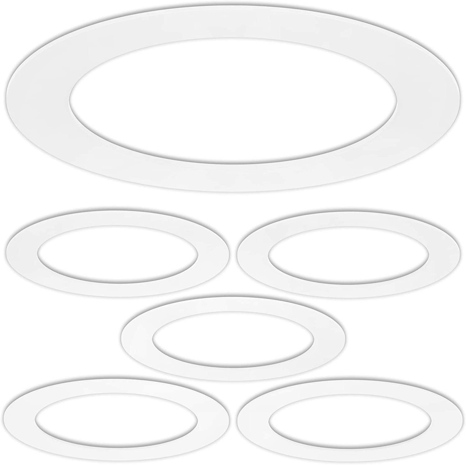 5 Pack Gloss White Goof Trim Ring For 6&quot; Inch Recessed Can Lighting Down Light, Outer Diameter 8 Inches