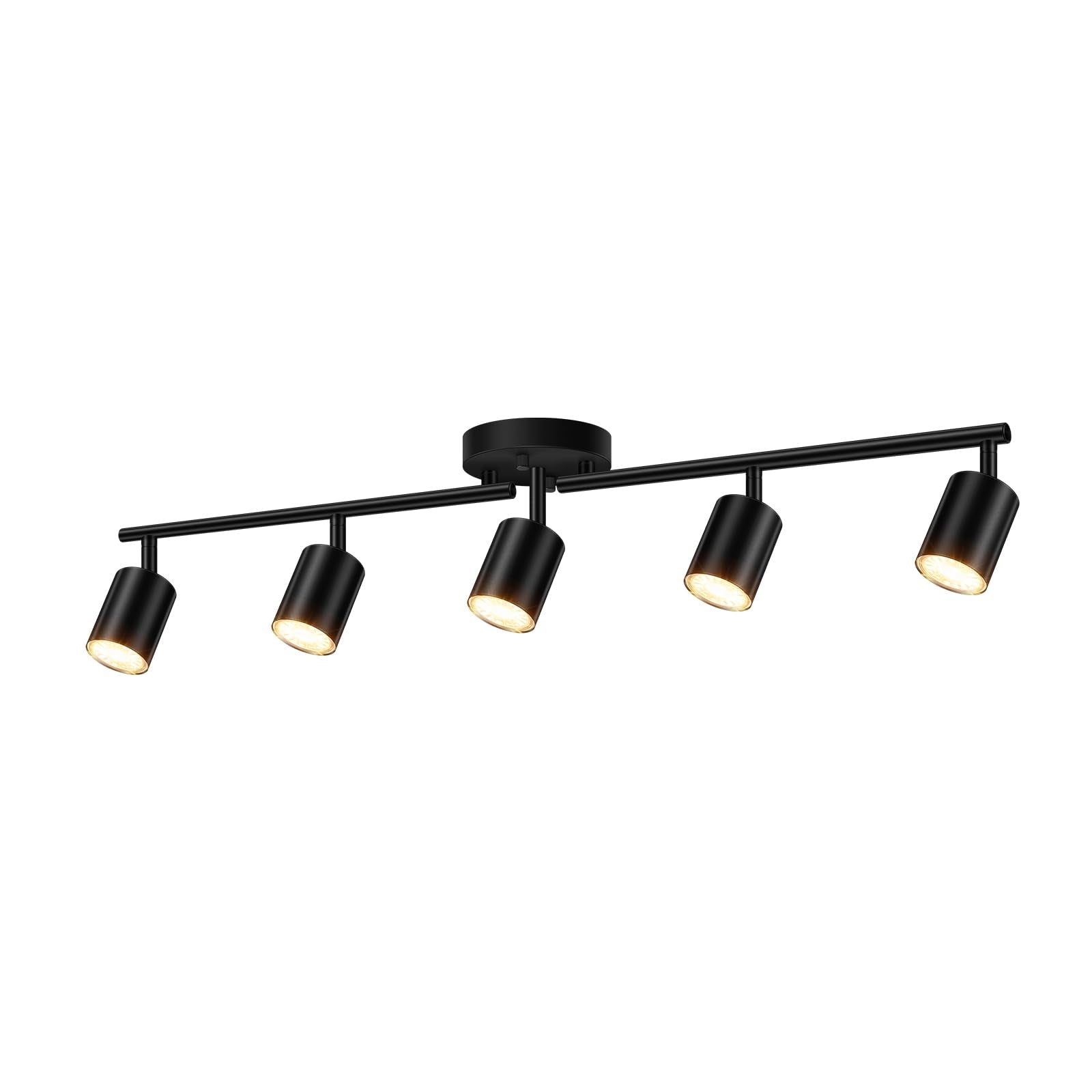 Black Track Lighting Kit Kitchen, 5 Light Track Lighting Fixtures Ceiling, 5 Way Modern Flexible Spot Track Lighting, Industrial
