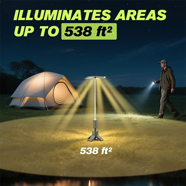 SakerPlus Portable Camping Light - 14000mAh Rechargeable Lantern, 6000 Lumen, Military Green, Model EC67392