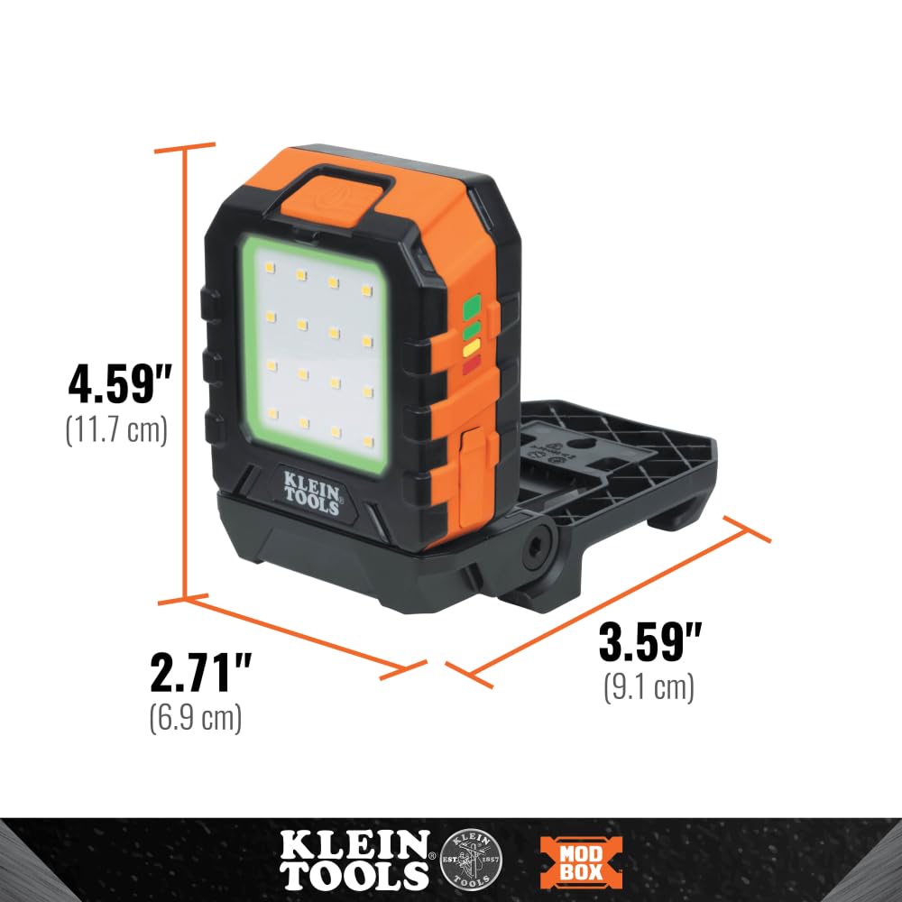 Klein Tools 56416 MODbox Rechargeable 1000-Lumen LED Area Work Light with Magnets, 3 Brightness Levels, 360-Degree Rotation, and