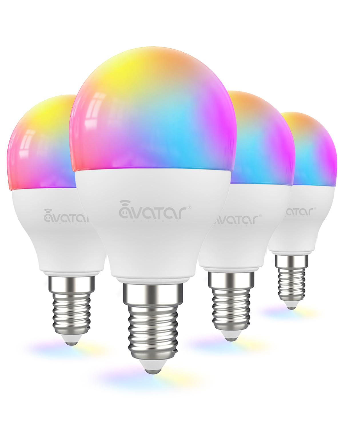 Avatar Controls 4 Pack E12 Smart Led Light Bulb, 5W Alexa Small Base Candelabra Bulbs, Wi-Fi Ceiling Fan Bulbs Color Changing Ti