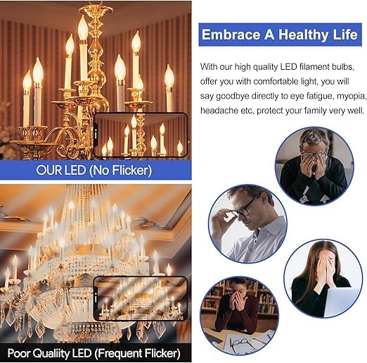 Xininsun Frosted Led Chandelier Light Bulbs 60 Watt Equivalent,E12 Led Bulb Dimmable, Milky White Led Candelabra Bulb,Type B Can