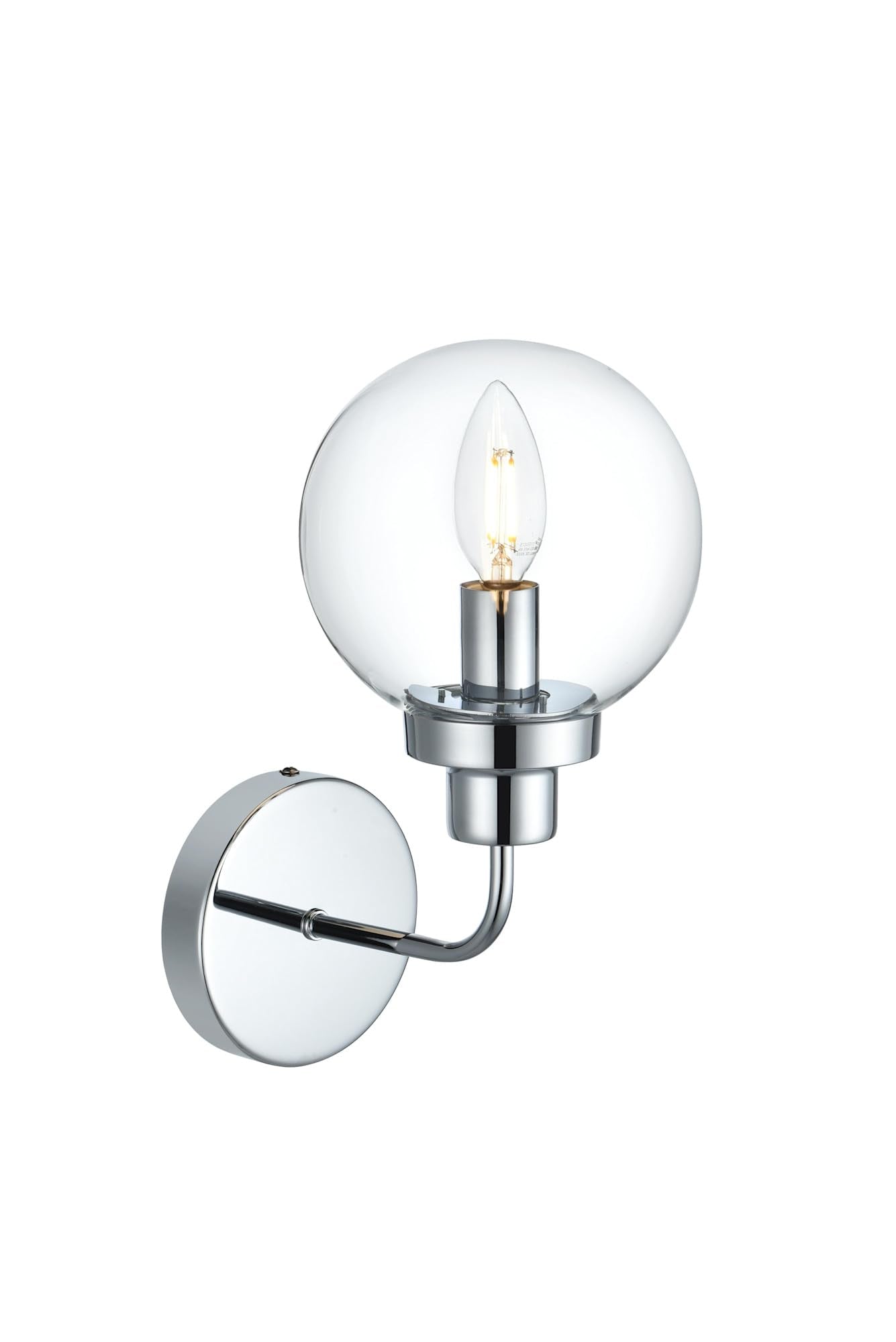 Living District Hanson 1-Light Metal Bath Sconce in Polished Nickel and Clear
