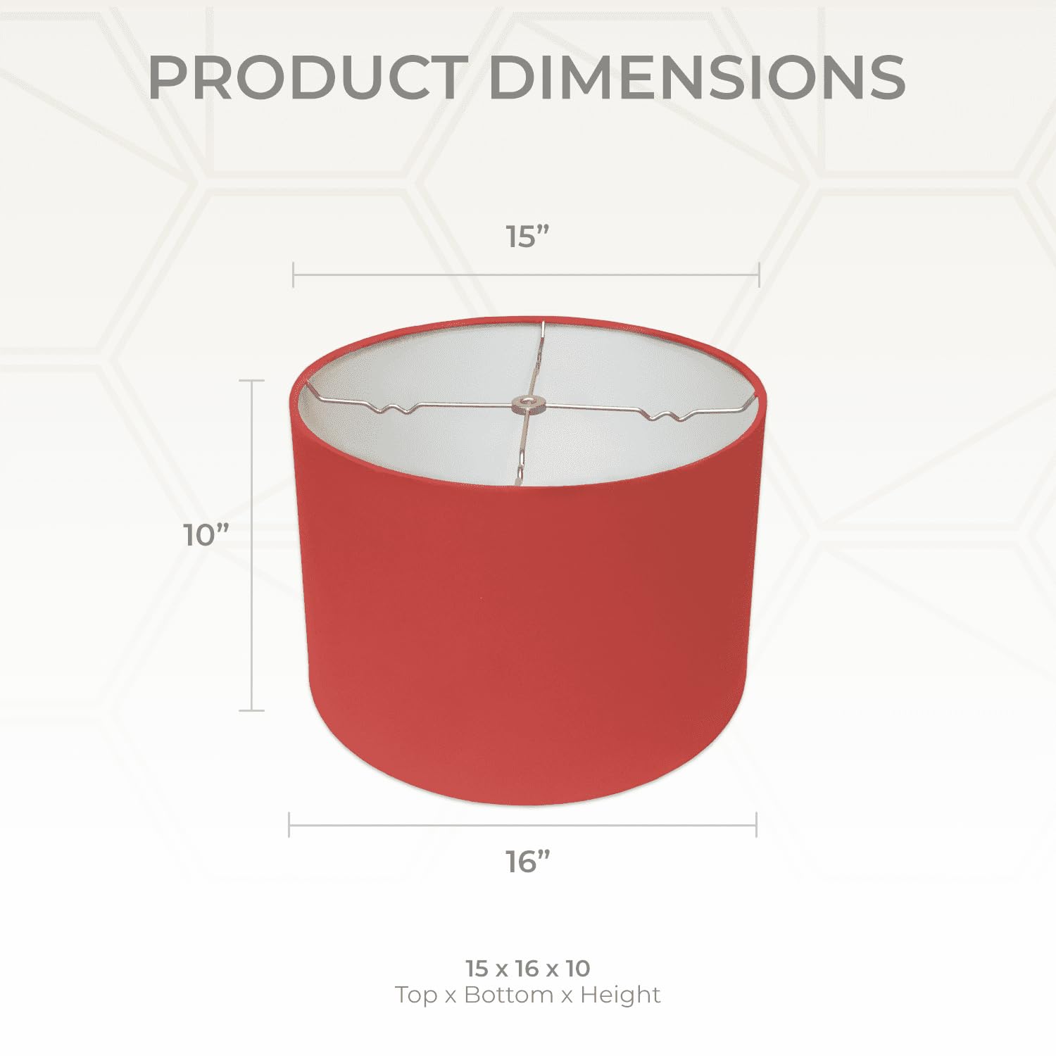 Royal Designs, Inc. Shallow Drum Lamp Shade, 15x16x10, Metal, Red, Model HB-610-16RED-2, 2 Pack