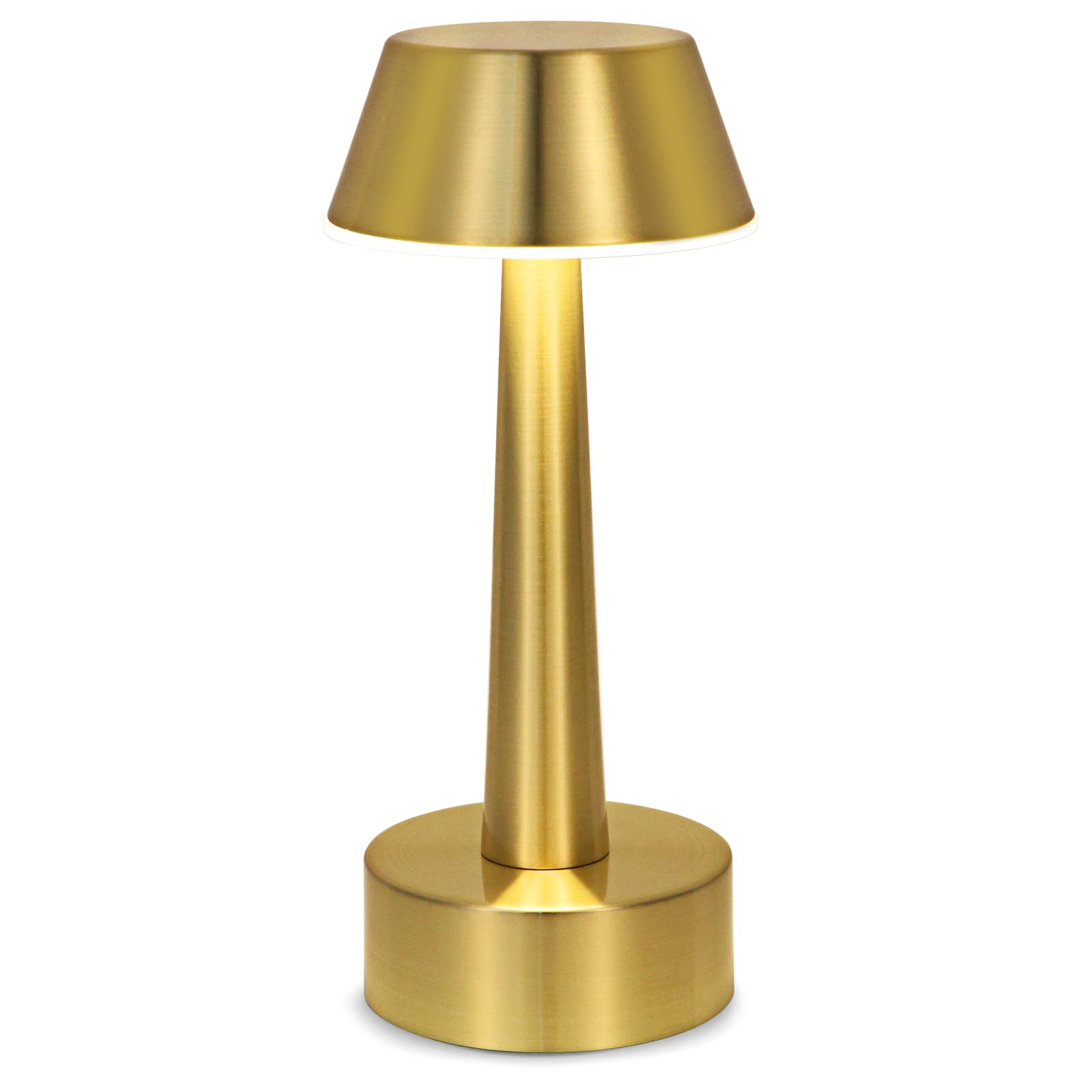 Egobasic Gold Cordless Small Table Lamp, Rechargeable & Dimmable, Portable Metal Light For Dining & Outdoor