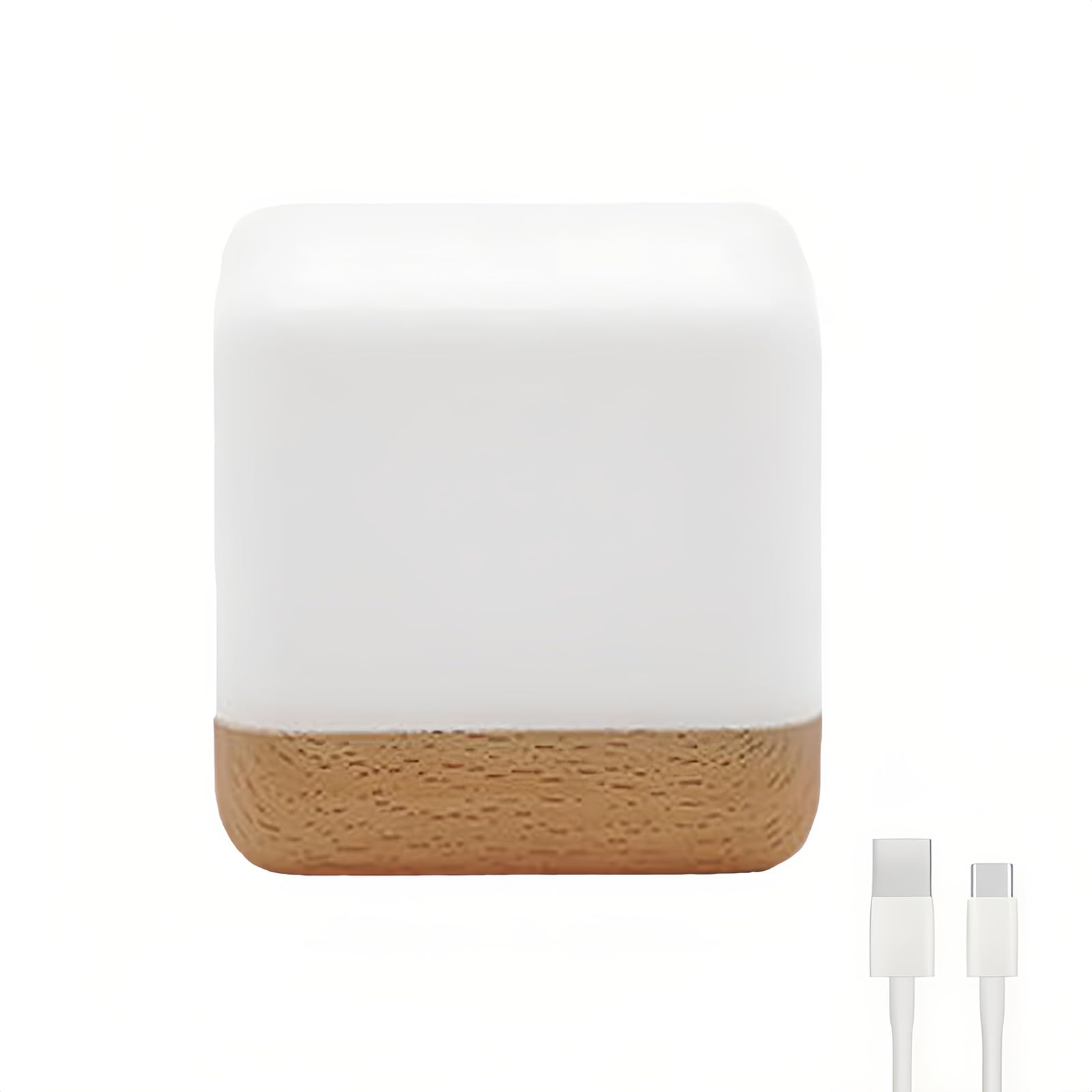 Lancoon Kid Lamp Beech Wood Color Bedroom Bedside Companion Flip Timer Night Light Simple Modern USB Rechargeable Sleep Light Nu