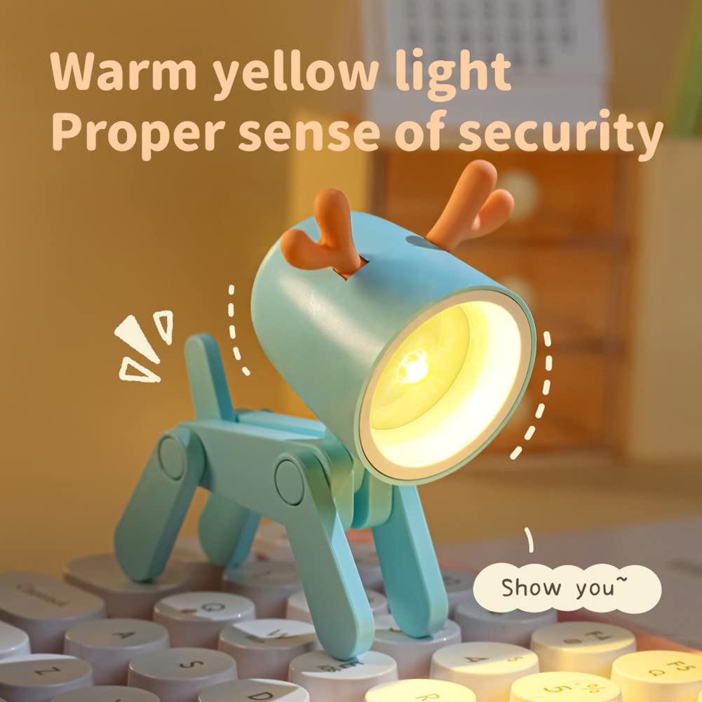 SpassLeben Cute Night Light for Kids, LED Table Lamp, Deer 3 Colors-A, Plastic, Mini Desk Nightstand Decor