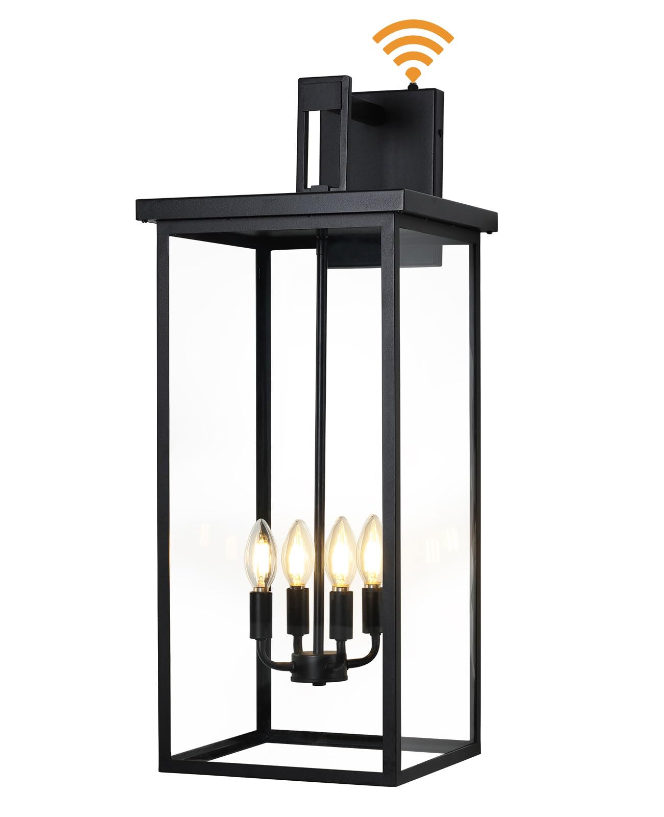 tewei 26in Large Size Dusk to Dawn Outdoor Wall Lights, Matte Black Exterior Lighting Fixtures, Modern Outdoor Porch Lights for 