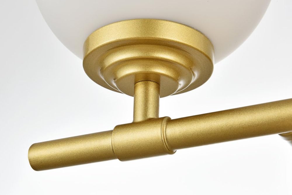 Living District Ansley 4-Light Iron & Glass Bath Sconce in Brass/Frosted White