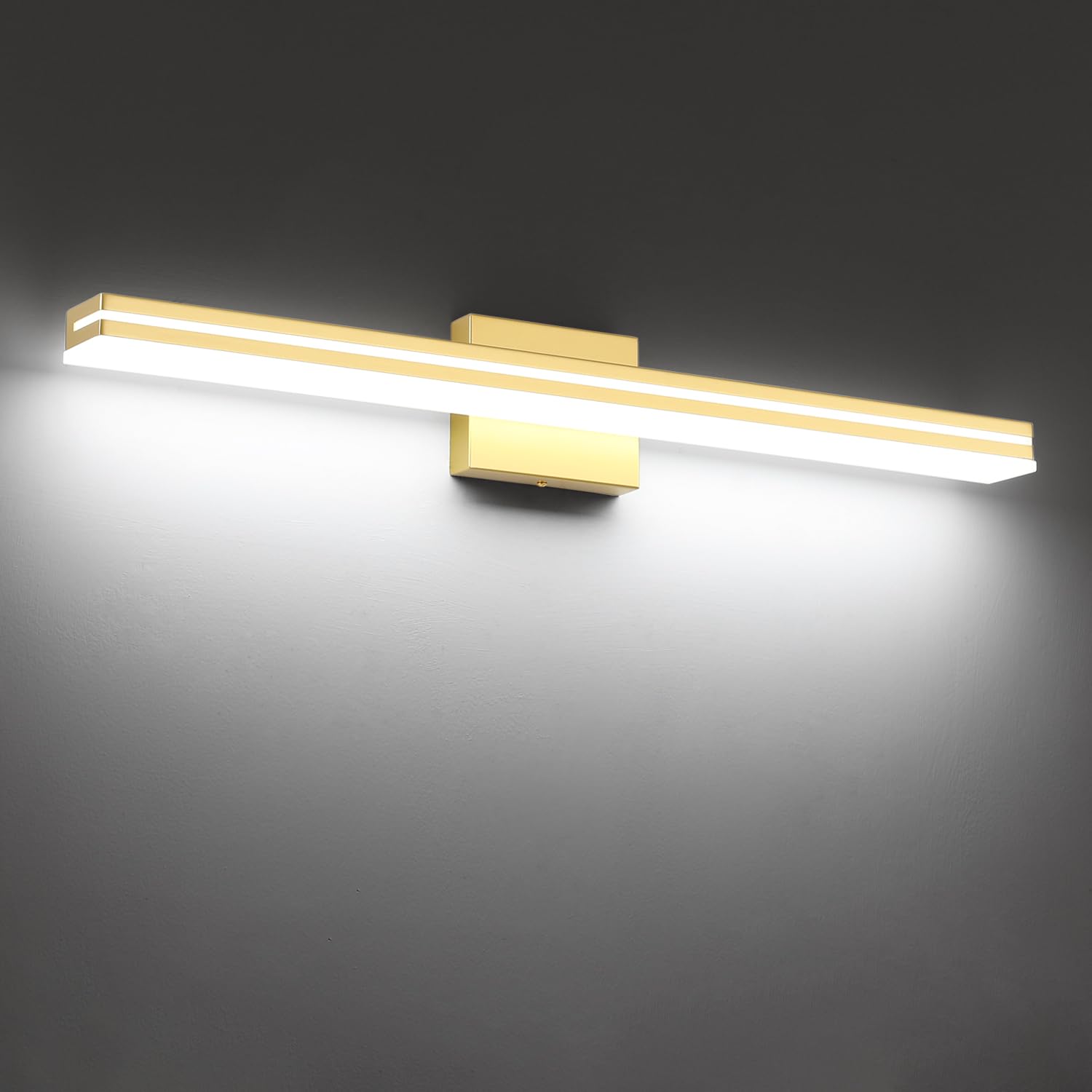 Sinerise 32-Inch Led Modern Bathroom Vanity Light Bar  Gold Modern Acrylic Bathroom Wall Lighting Fixtures Over Mirror (Cool White 6000K)