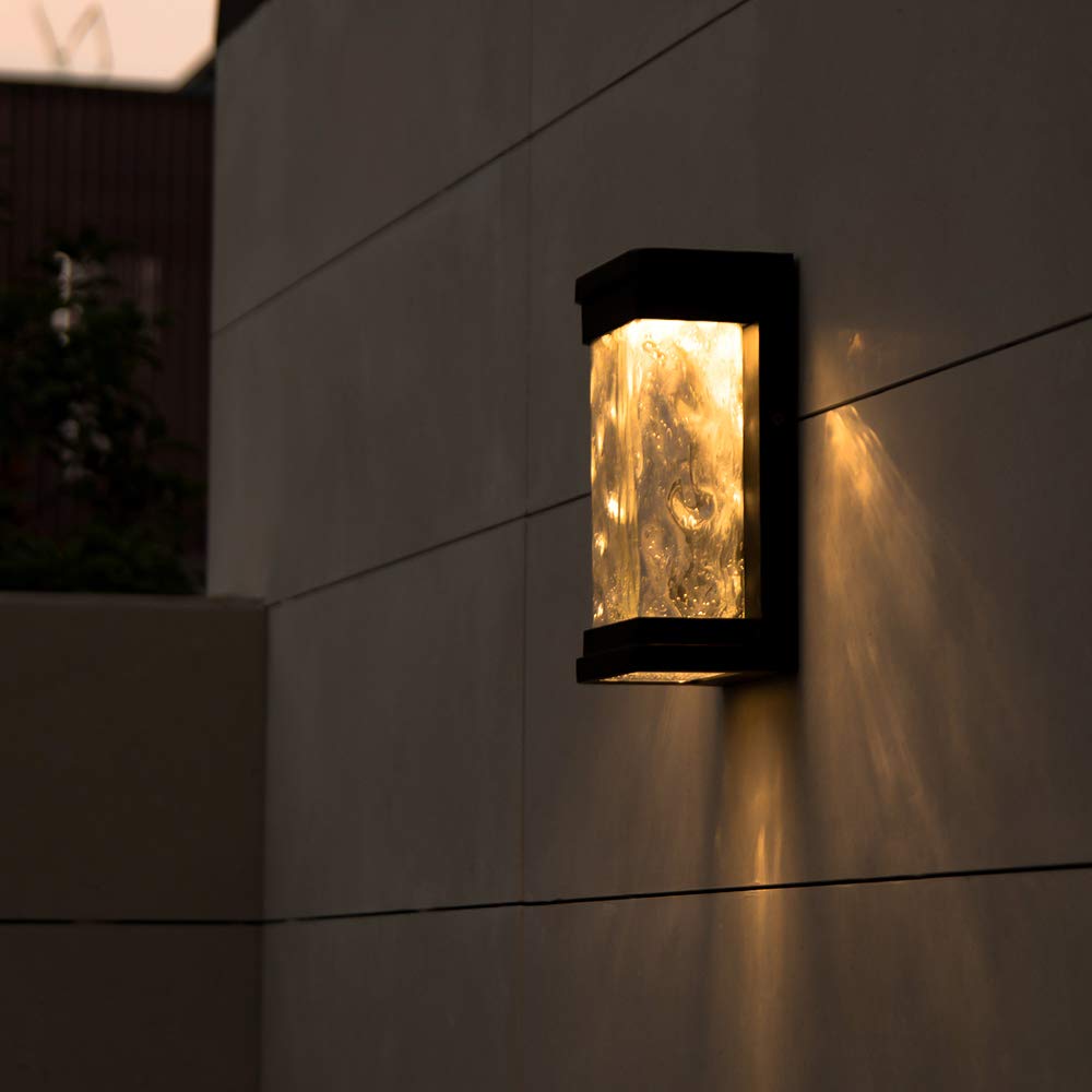 Lutec Starry Modern Led Wall Light, 795 Lumen, 3000K, Black, Rectangular, Indoor/Outdoor Sconce, Model 5185701012