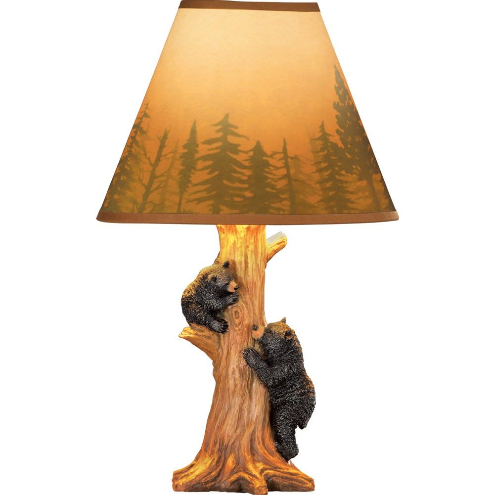 Collections Etc Rustic Climbing Bear Family Lamp, 14.75in H, Brown, Resin, Model 98558