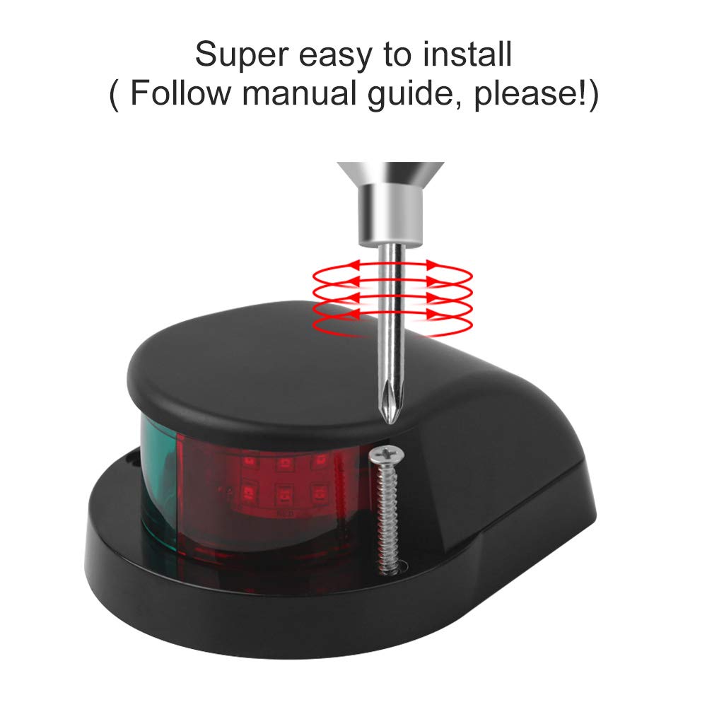 Osinmax LED Bow Navigation Light - Marine Light for Small Boats & Pontoons, Black Zinc Cover, Model ADC01