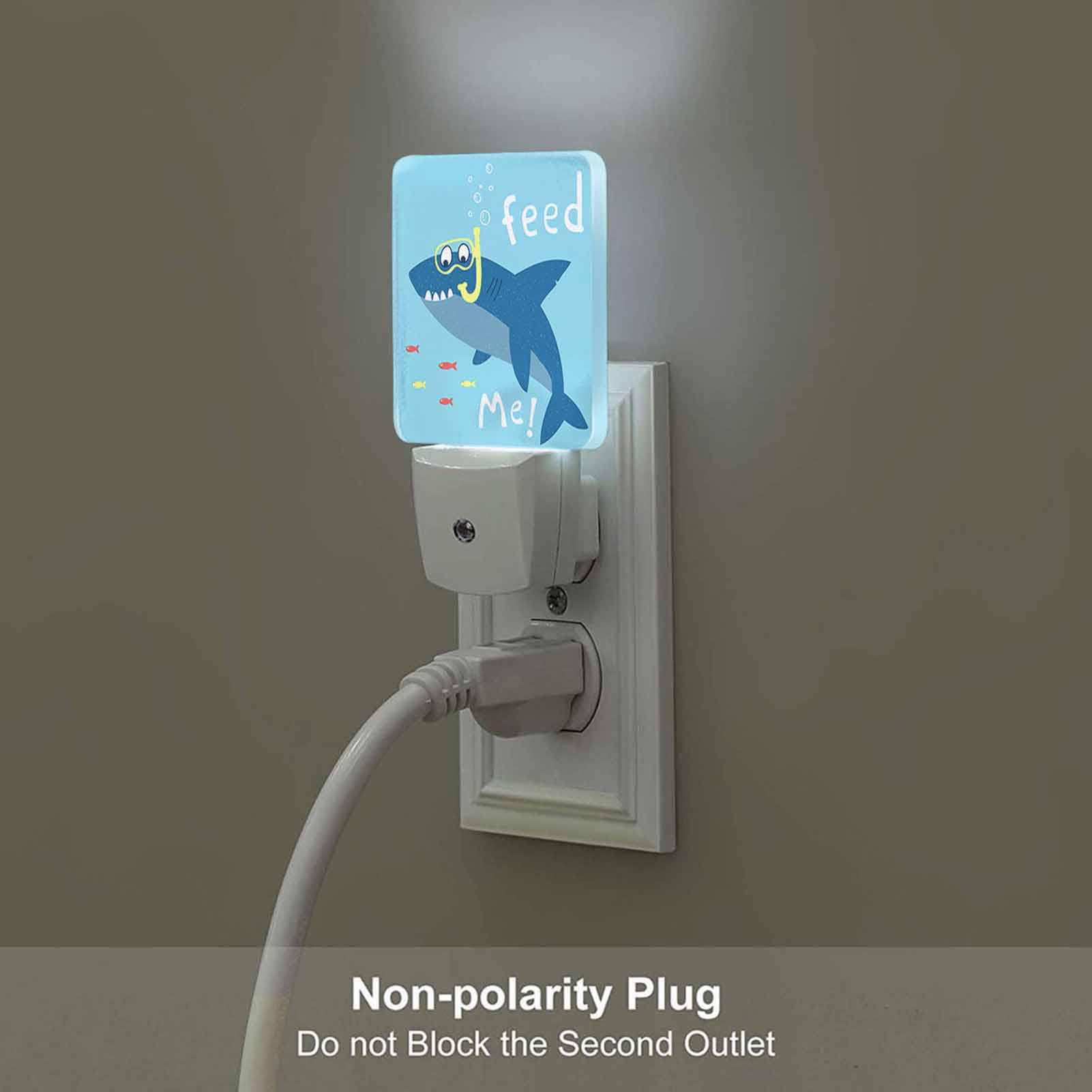 Chrobak LED Night Light, Funny Cartoon Shark, Energy Efficient, Plug-in with Dusk to Dawn Sensor, Model WML-Night-Light-231023-121, White