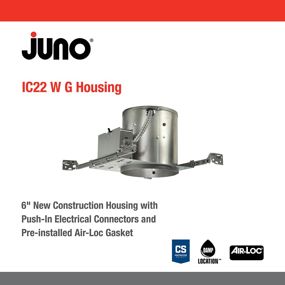 Juno Lighting Ic22 W G W G Contractor Select 6'' Ic-Rated Universal Incandescent Housing With Push In Electrical Connectors And