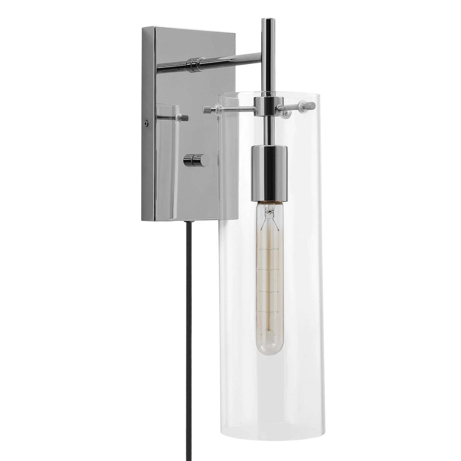 Modway Skylark Wall Sconce in Clear Satin Brass, Brown, 5 x 8.5 x 17