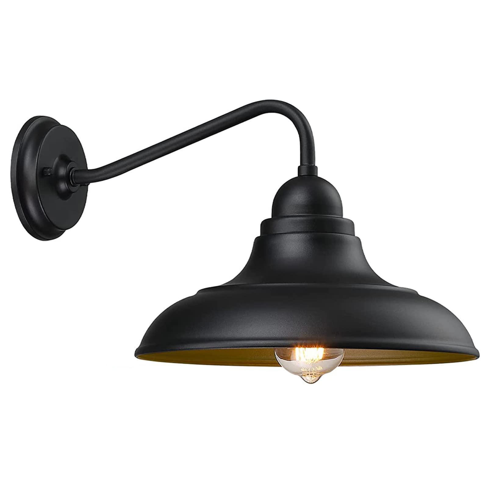 FLQMYQ Outdoor Wall Lights, Black Metal Wall Sconce, 1 Pack, 12in Classic Barn Style for Indoor & Outdoor Use