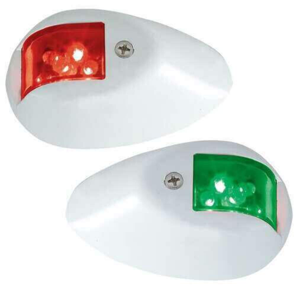 Perko LED Side Lights, 12V Red/Green with White Housing, Model 0602DP1WHT, One Size, Plastic Material