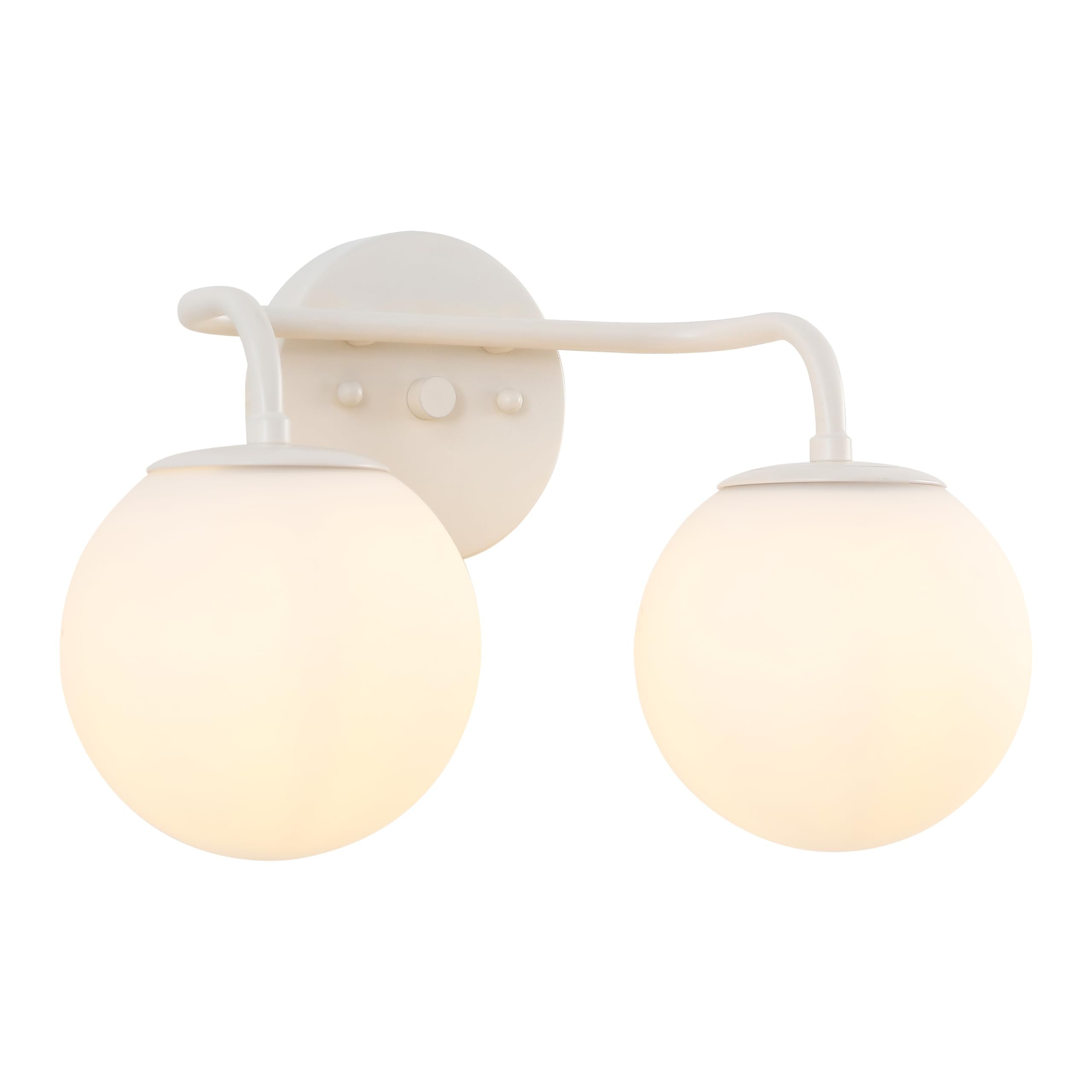 JONATHAN Y 15 Almond Modern Globe Wall Sconce Vanity Light for Bathroom, White Frosted Glass Shade, Midcentury Parisian Bistro W