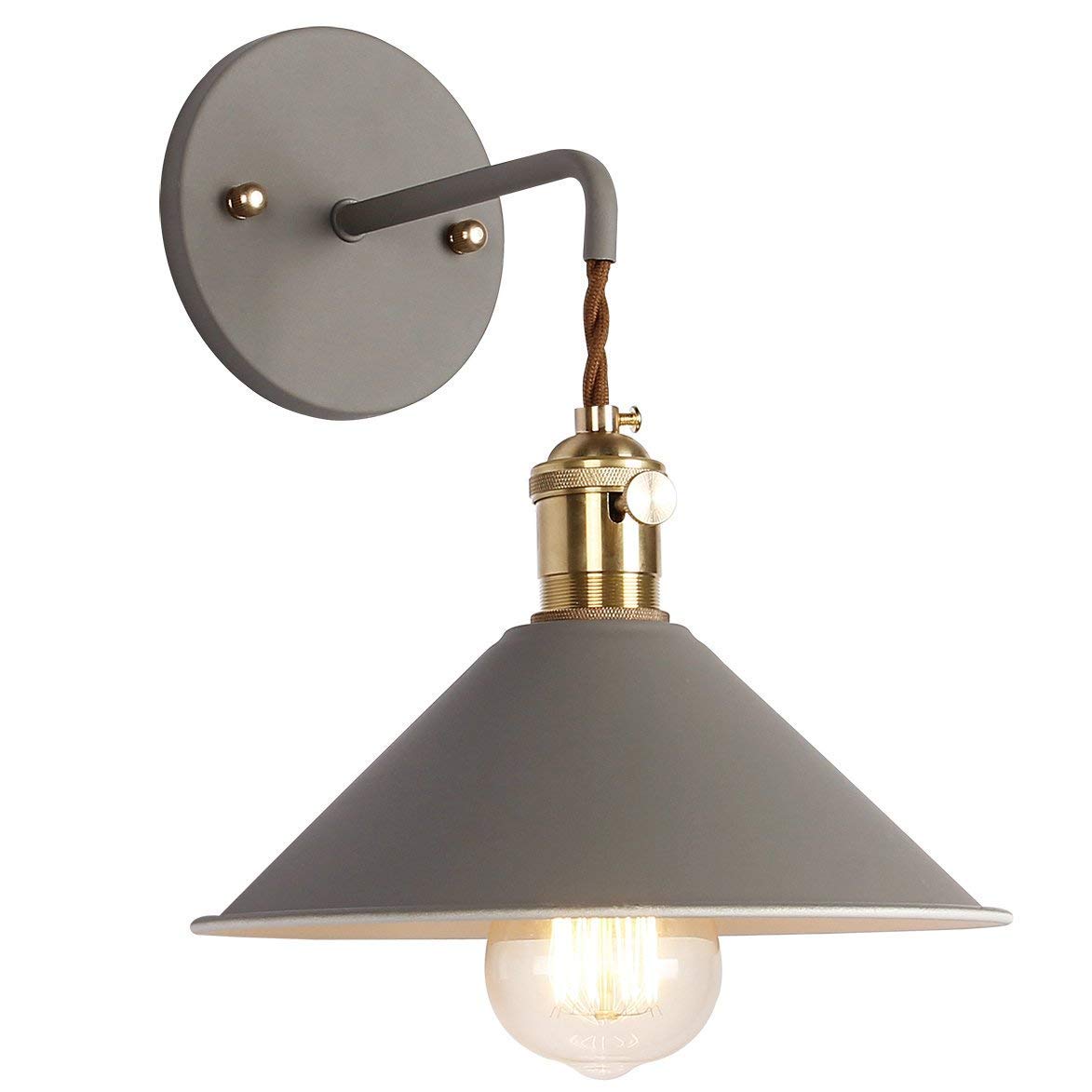 iYoee Wall Sconce Lamp E26 Copper Holder Frosted discomfort-reducingt Body 1 Pack Gray MKL07-Gray