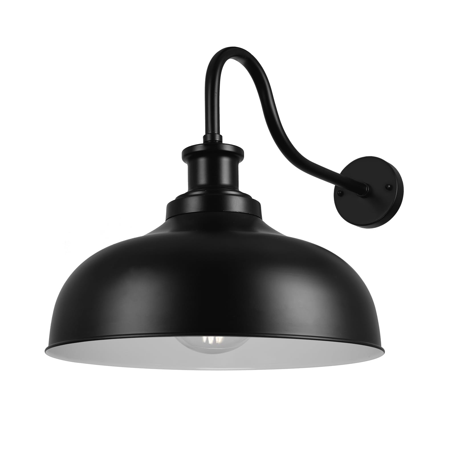 Diyel Outdoor Barn Light 16 Inch Dome Outdoor Wall Sconce Farmhouse Exterior Wall Mount Light Vintage Wall Lighting Fixture Industrial Black Wall Lantern For Porch  Entryway  Garage  1 Pack