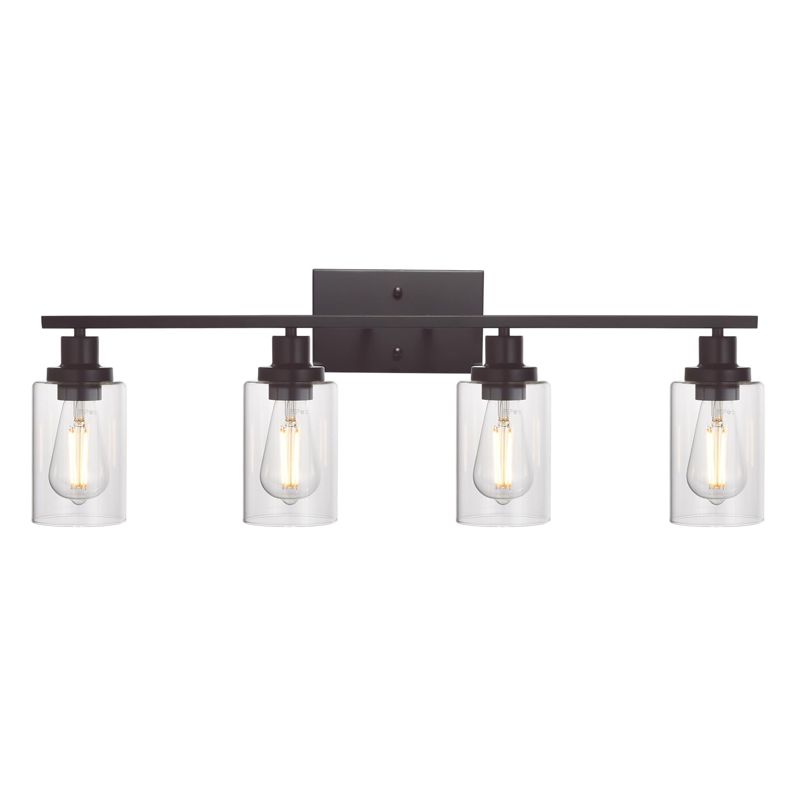 Melucee 4 Lights Wall Sconce Lighting Oil Rubbed Bronze Finished With Clear Glass, Bathroom Vanity Light Fixtures Wall Lights Be