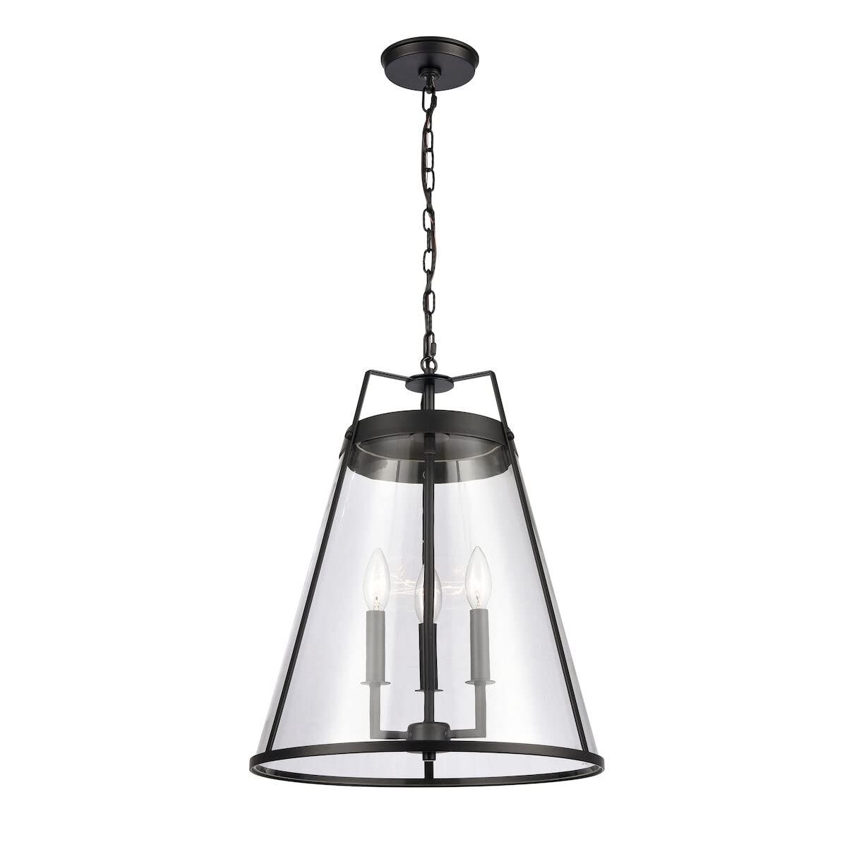 Elk Home Judy 3-Light Pendant, Matte Black Finish, Clear Glass, 16&quot;W X 16&quot;D X 20&quot;H,