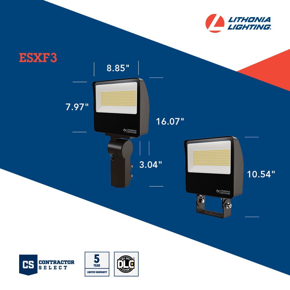 Lithonia Lighting Outdoor LED Floodlight, Adjustable Lumens, 3000K/4000K/5000K, Model ESXF3 ALO SWW2 YS DDB M2,