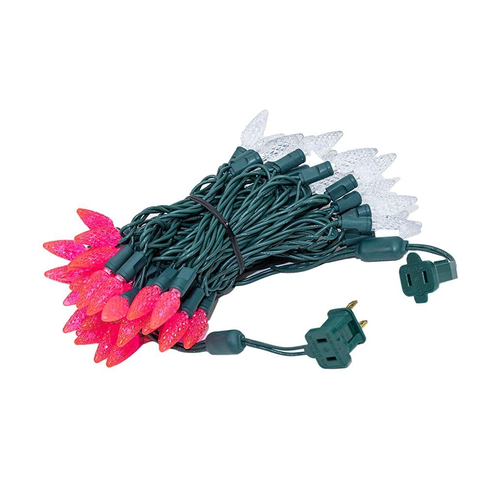 Novelty Lights 24Ft 70 Led C6 Led Valentine'S Day String Lights, Outdoor Christmas Tree Commercial Grade Led String Lights, Perm