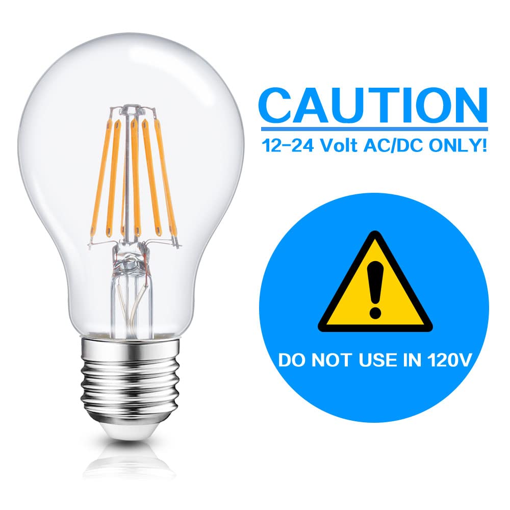 Haian Support 12V Led Bulb 6W 600Lm E26/E27 Base - 4 Pack Warm White For Rv