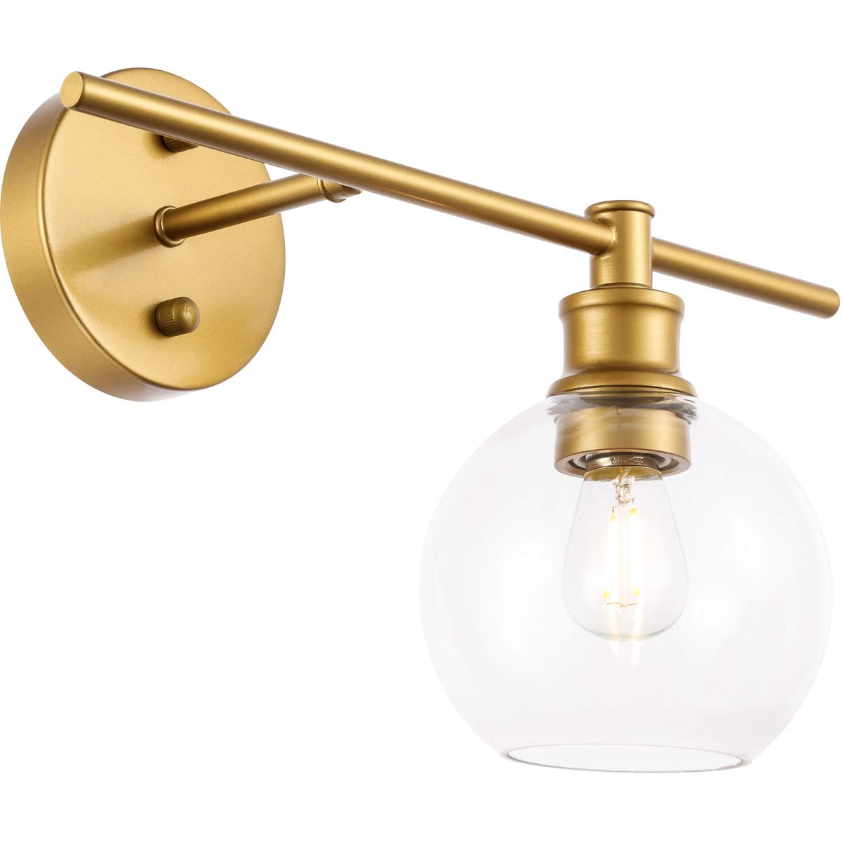 Living District Brass Wall Sconce With Clear Glass Shade – 1 Light Right Fixture