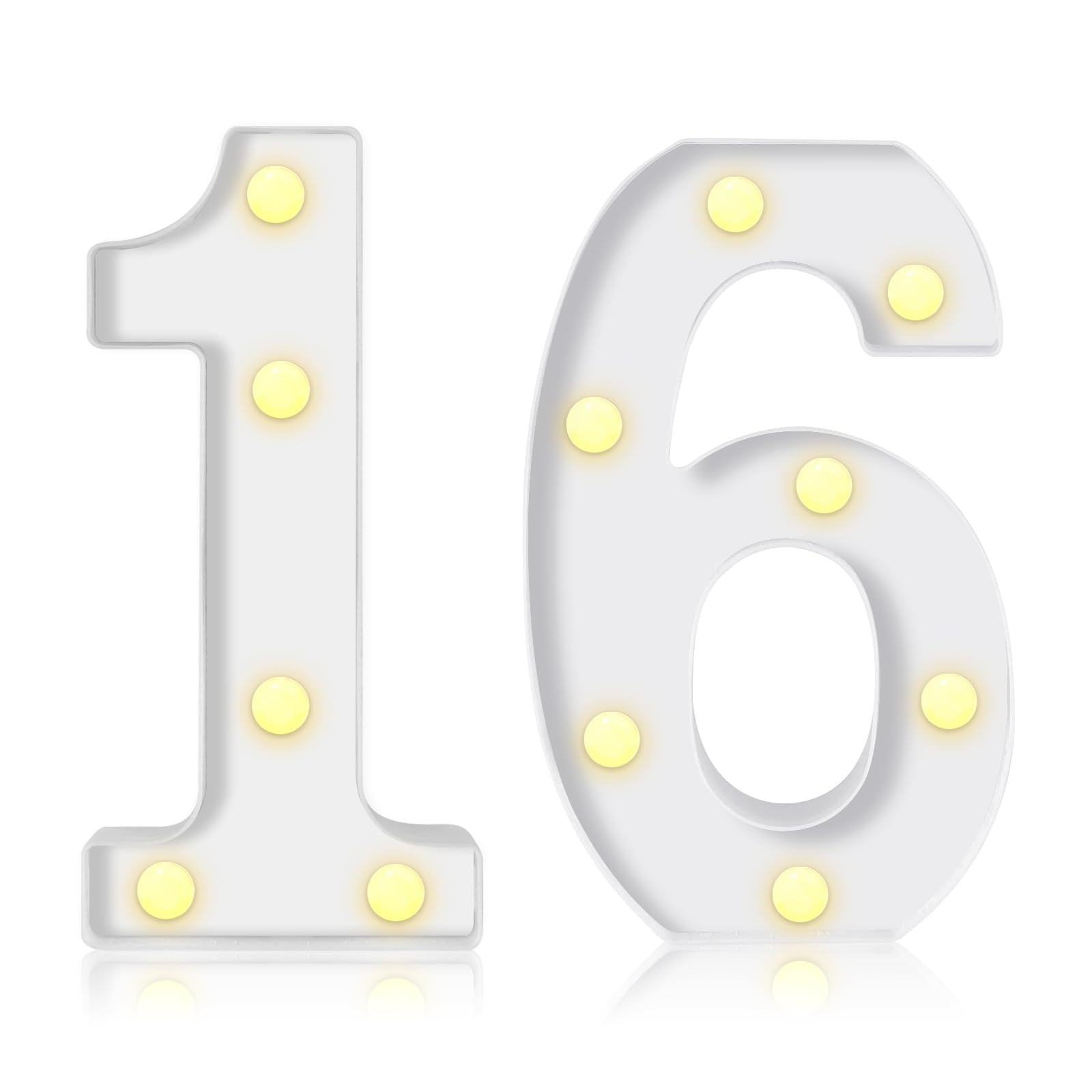 8.7In 16th Birthday Decorations Gifts for Her Him, Light Up Numbers Decorative Sign for 16th Birthday Wedding Work Anniversary B