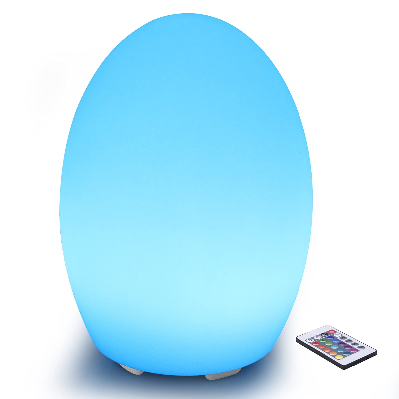Borelor 8-inch LED Egg Shape Night Light, 16 Color Changing Rechargeable Mood Lamp with Remote Control, Dimmable Decorative Ligh