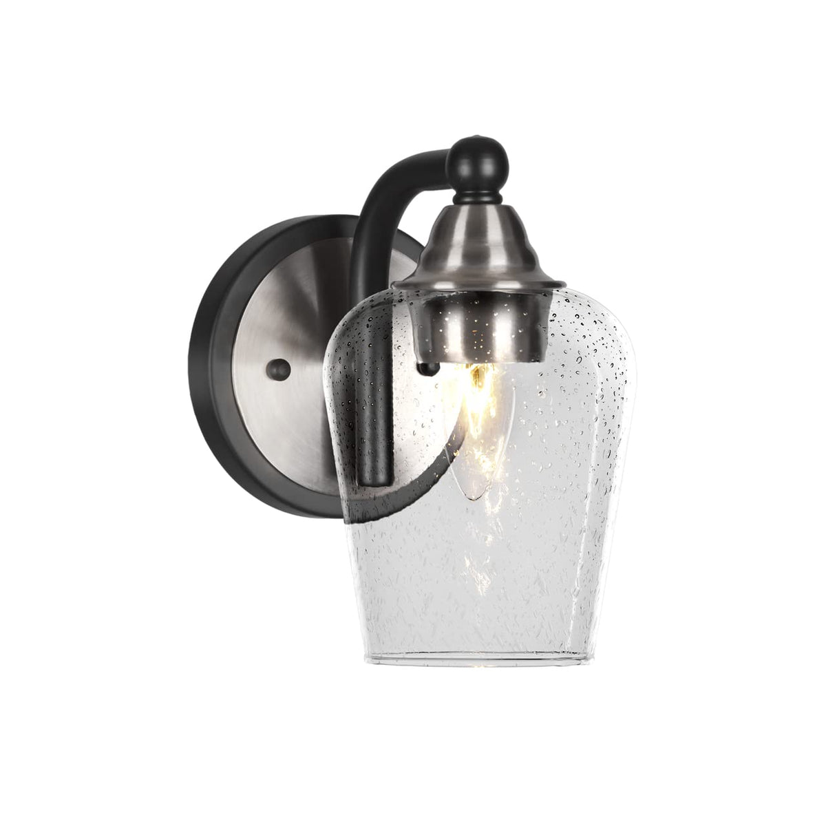 Toltec Lighting Paramount 1 Light Wall Sconce In Matte Black & Brushed Nickel (3421-Mbbn-210)