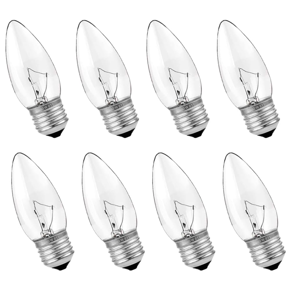 Bubyvv 40W Incandescent Light Bulb, Equivalent Incandescent Torpedo Tip Chandelier, Clear Finish, Decorative, Chandelier Ftype F