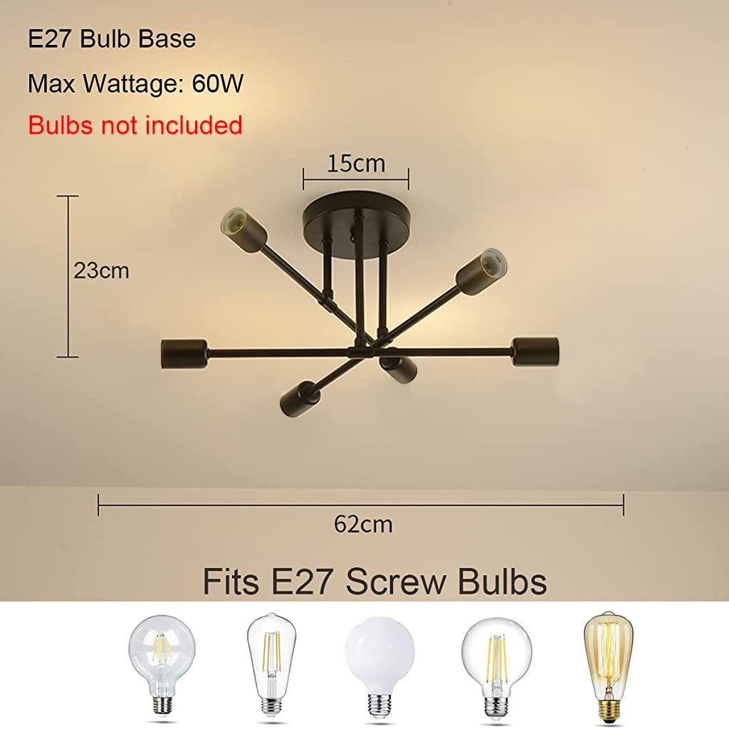 ELEPHANTBOAT 6-Light Hanging Lights for Living Room, Modern Metal Chandelier Light Fixture, Pendant Lights for Ceiling, Without